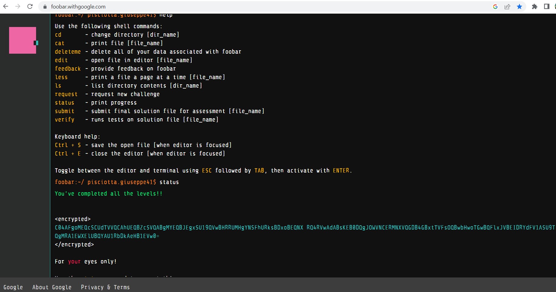 Google Foobar Challenge Completion